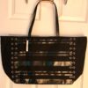 VICTORIAÂ’S SECRET BLACK CANVAS WEEKENDER ROSE GOLD LACE UP 2018 TOTE BAG NWT!