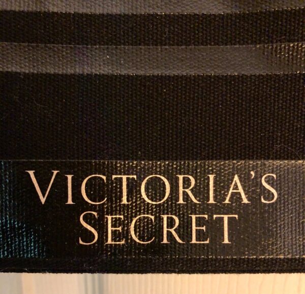 VICTORIAÂ’S SECRET BLACK CANVAS WEEKENDER ROSE GOLD LACE UP 2018 TOTE BAG NWT! - Image 2