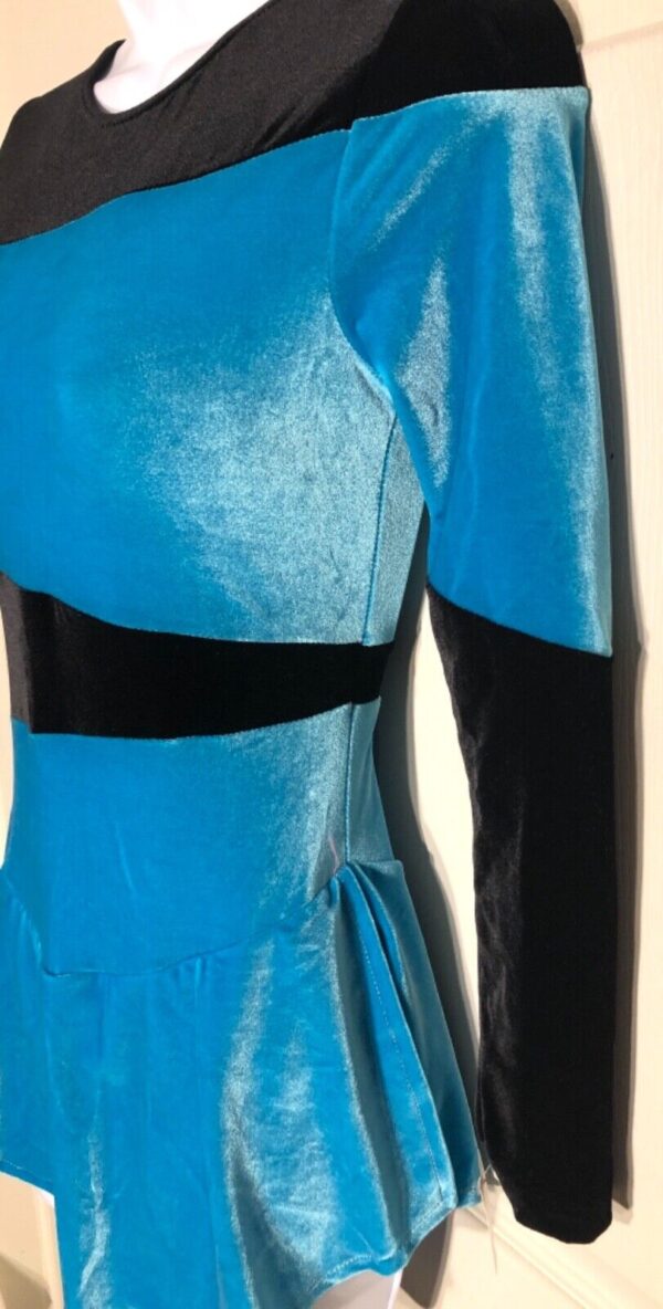 GK ICE FIGURE LgSLV ADULT SMALL BLUE BLACK VELVET SKATE DRESS AS NWT WAS $79.95 - Image 5