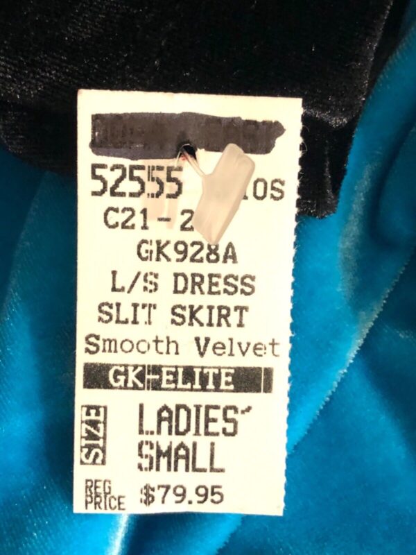 GK ICE FIGURE LgSLV ADULT SMALL BLUE BLACK VELVET SKATE DRESS AS NWT WAS $79.95 - Image 7