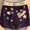 GK COTTON LADIES SMALL SKATE GODDESS GLITTER PRINT PURPLE BOXER SHORTS Sz AS NWT