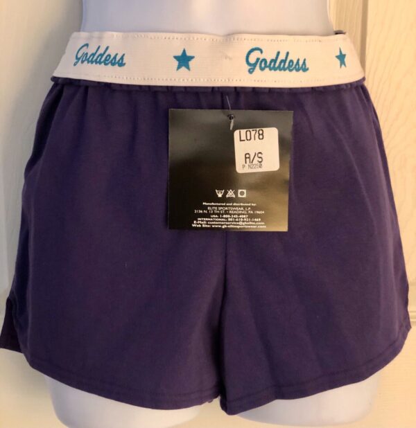 GK COTTON LADIES SMALL SKATE GODDESS GLITTER PRINT PURPLE BOXER SHORTS Sz AS NWT - Image 2