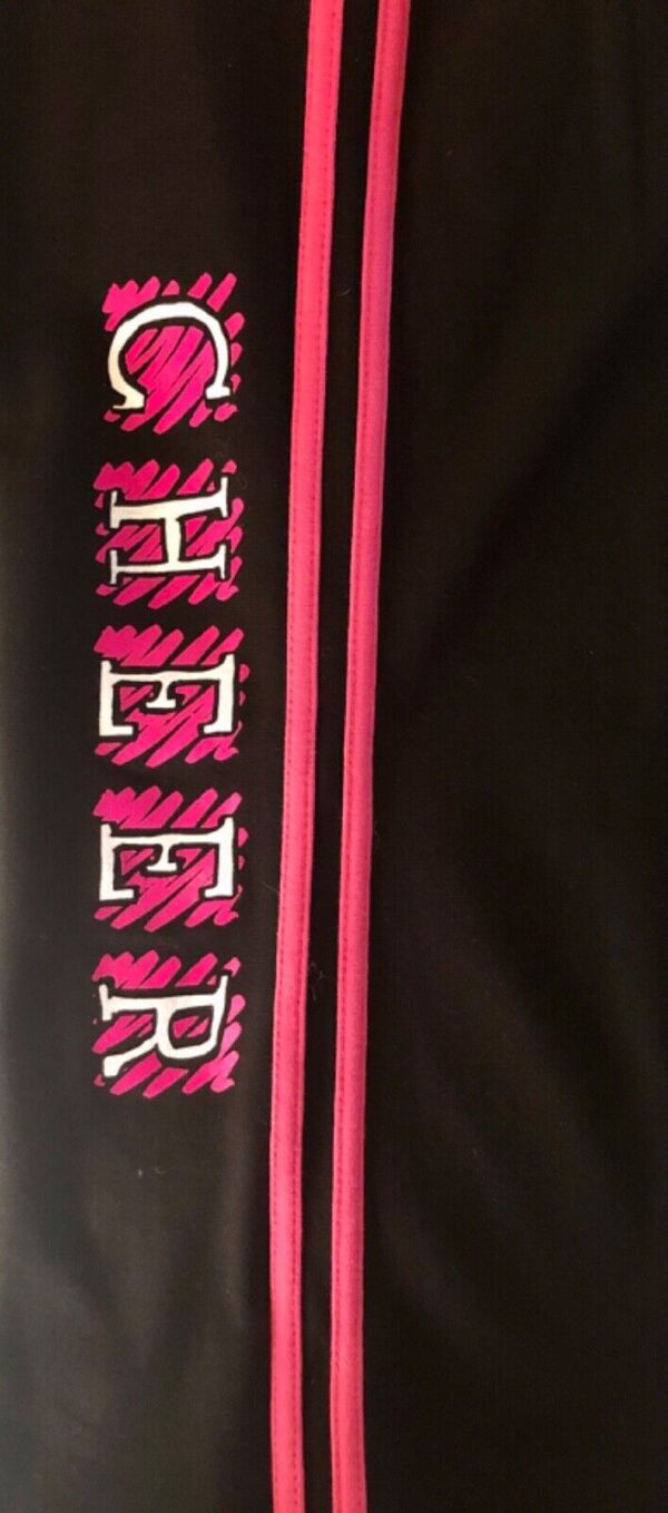 GK CHEER CAPRI PANTS SIZE LADIES MEDIUM COTTON/SPANDEX PINK TRIM BLACK AM NWT! - Image 3