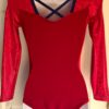 GK Elite RED VELVET FOIL LgS Gymnastic Dance Leotard ADULT S - Image 3