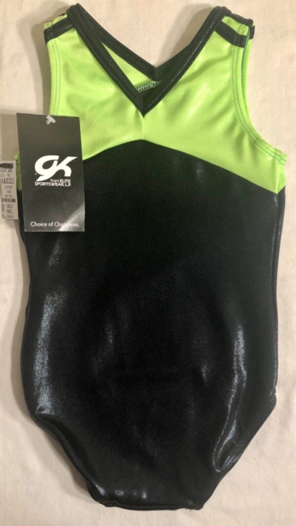 ADIDAS BLACK LIME FOIL CHILD SMALL GYMNASTICS DANCE CHEER TANK LEOTARD Sz CS NWT - Image 6