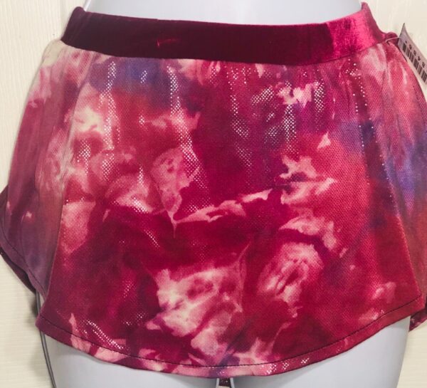 GK TIE-DYE ICE FIGURE ADULT SMALL FOIL PRINT VELVET PULL-ON SKATE SKIRT AS NWT!