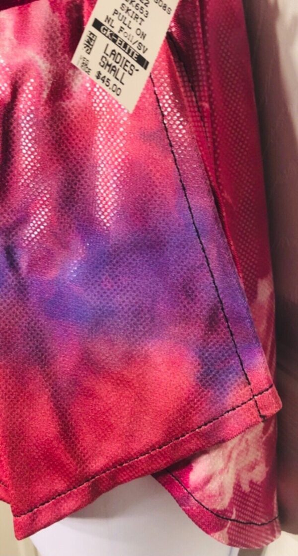 GK TIE-DYE ICE FIGURE ADULT SMALL FOIL PRINT VELVET PULL-ON SKATE SKIRT AS NWT! - Image 4