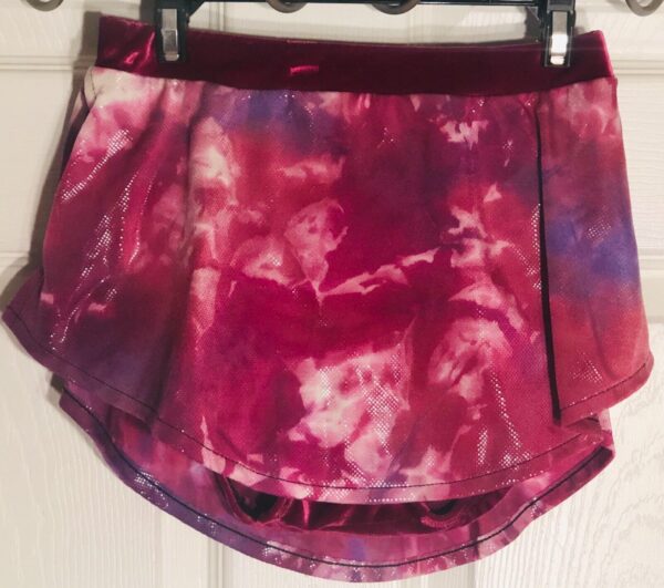 GK TIE-DYE ICE FIGURE ADULT SMALL FOIL PRINT VELVET PULL-ON SKATE SKIRT AS NWT! - Image 6