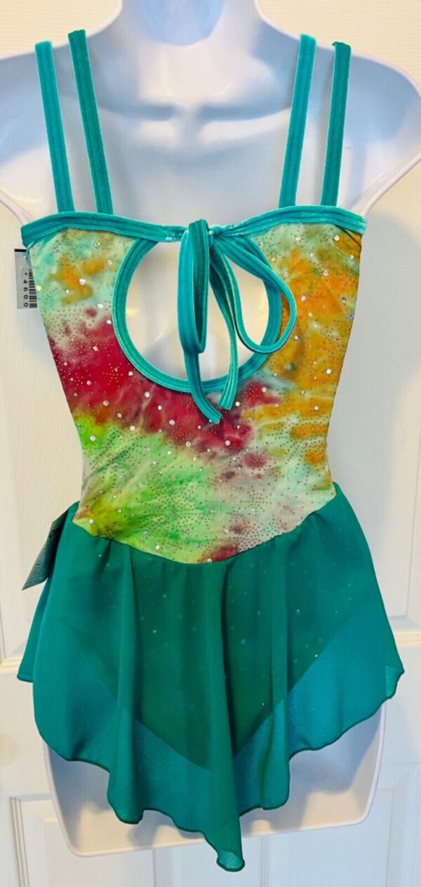 GK ICE FIGURE SKATE DRESS ADULT SMALL JADE SERPENTINE TIE-DYE STRETCH TANK AS NW - Image 8