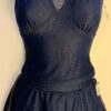 GK ICE SKATE TWO-PC SET ADULT SMALL DENIM HALTER CROP TOP/PULL-ON SKIRT AS NWT!