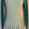 GK ICE DANCE LgSLV AQUA CREPE VELVET ADULT SMALL SCOOP BACK SKATE DANCE DRESS AS