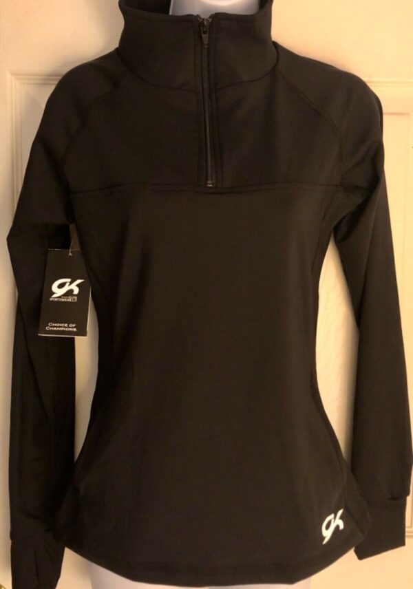 GK ACTIVE TEK ADULT SMALL BLACK PULL OVER 1/4 ZIP-UP WARM-UP JACKET Sz AS NWT!