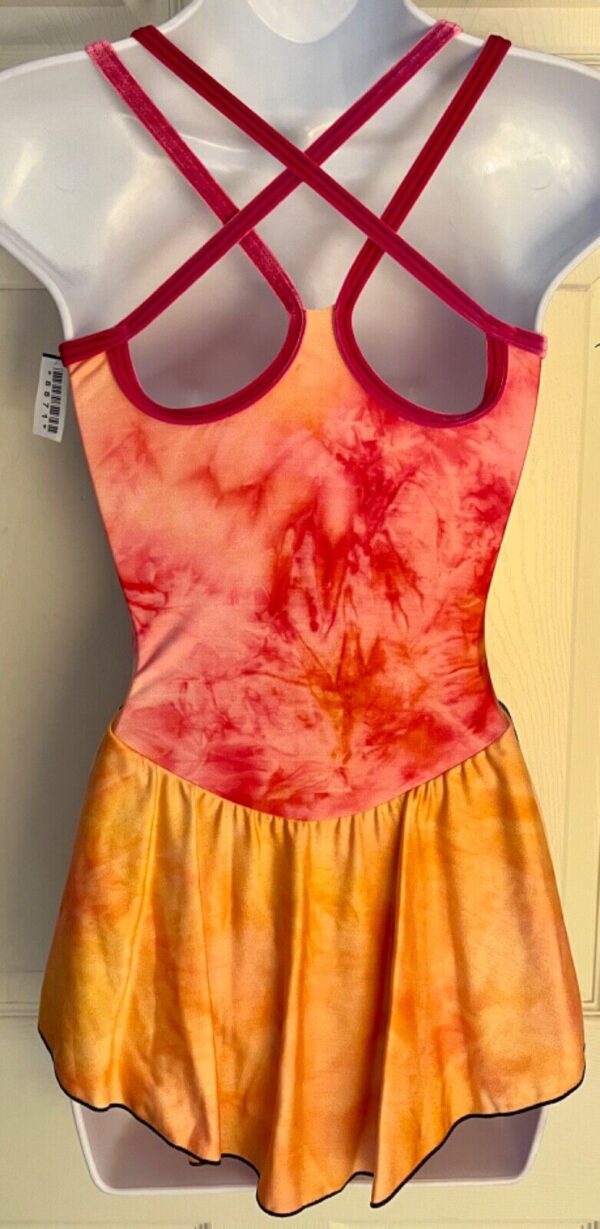 GK ICE FIGURE MELON TIE-DYE ADULT SMALL NYL/SPAN VELVET STRAPS SKATE DRESS Sz AS - Image 7