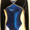 GK Elite LgSLV LEOTARD LADIES SMALL BLACK VELVET BLUE FOIL GYMNASTICS DANCE AS
