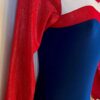 GK RED BLUE VELVET ADULT SMALL LgSLV SILVER METAL GYMNAST DANCE LEOTARD Sz AS - Image 3