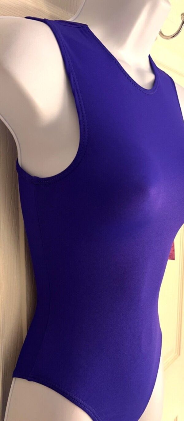 GK PURPLE LADIES X-SMALL CLASSIC NYL/SPAND SLVLS GYMNAST DANCE TANK LEOTARD AXS - Image 2