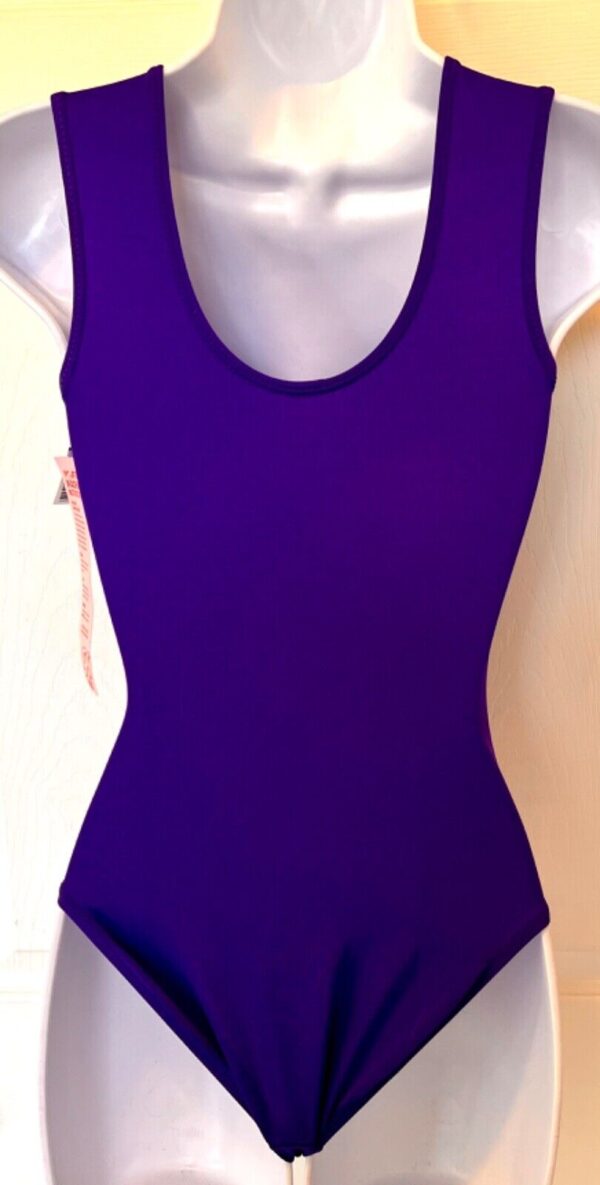 GK PURPLE LADIES X-SMALL CLASSIC NYL/SPAND SLVLS GYMNAST DANCE TANK LEOTARD AXS - Image 5