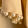 NOUGAT LONDON SSLV CARDIGAN SHRUG LADIES SIZE 0  CREAM FAUX PEARL TRIM SWEATER - Image 3