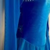 GK FIGURE SKATE ADULT SMALL LgSLV TURQUOISE VELVET MESH YOKE FOIL JA  DRESS AS - Image 3