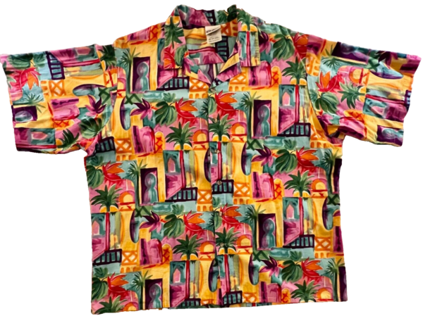 CINTAS MENS 2X-LARGE BRIGHT COLORFUL TROPICAL ISLAND THEME SSLV COTTON SHIRT 2XL