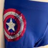 CAPTAIN AMERICA GK CHILD SMALL BLUE SPANGLEZ GYM CHEER WORKOUT SHIELD SHORTS CM - Image 2