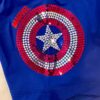 CAPTAIN AMERICA GK CHILD SMALL BLUE SPANGLEZ GYM CHEER WORKOUT SHIELD SHORTS CM - Image 6