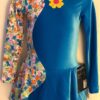 GK ICE SKATE LgSLV GIRLS X-SMALL ASYM BLUE VELVET FLORAL PRINT MT DRESS Sz CXS