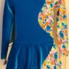 GK ICE SKATE LgSLV GIRLS X-SMALL ASYM BLUE VELVET FLORAL PRINT MT DRESS Sz CXS - Image 7