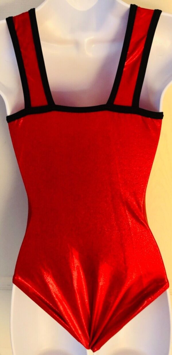 GK BASIC ADULT SMALL SLVLS RED FOIL SQUARE NECK GYMNASTICS DANCE TANK LEOTARD AS - Image 4