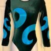 GK LgS EVERGREEN VELVET ADULT SMALL BLUE SHIMMER GYMNASTICS DANCE LEOTARD Sz AS