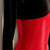 GK LgS BLACK VELVET ADULT SMALL RED SPARKLE FOIL GYMNASTICS DANCE LEOTARD Sz AS - Image 4