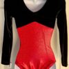 GK LgS BLACK VELVET ADULT SMALL RED SPARKLE FOIL GYMNASTICS DANCE LEOTARD Sz AS - Image 6