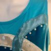 GK FIGURE SKATE TURQUOISE VELVET ADULT SMALL SLVLS ASYM YOKE FOIL JA DRESS AS - Image 2