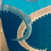GK FIGURE SKATE TURQUOISE VELVET ADULT SMALL SLVLS ASYM YOKE FOIL JA DRESS AS - Image 9