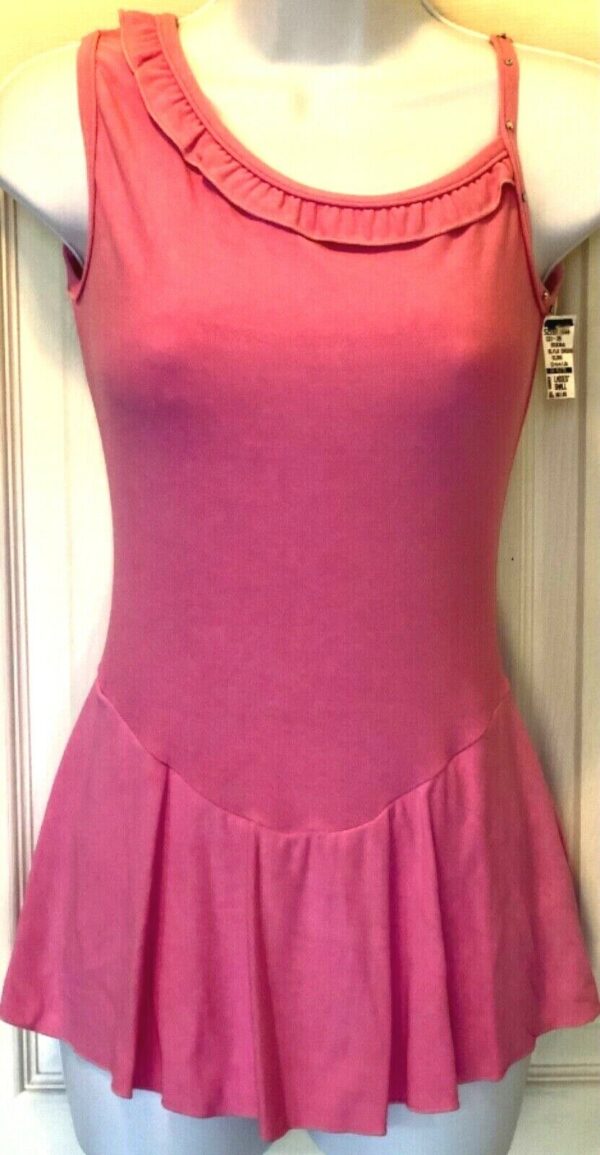 GK ICE FIGURE ADULT SMALL ONE-SHOULDER PINK MATTE CREPE JA SKATE DRESS AS NWT!