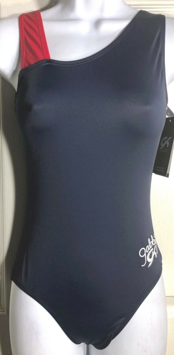 NWT! GABBY DOUGLAS GK Elite ASYM Navy Gymnastics Dance Tank Leo Size ADULT XS