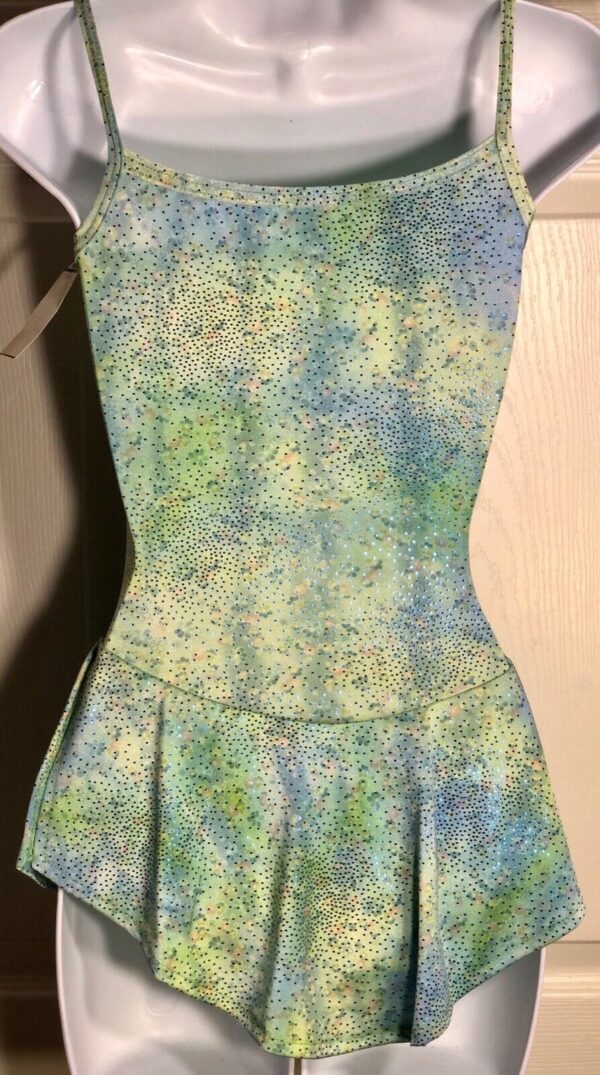 GK ELITE GREEN FLORAL BEAD PRINT CAMISOLE ICE SKATE DRESS AS - Image 3