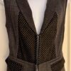 COLDWATER CREEK ALPINE VEST WOMENS SMALL SLVLS COLLAR BLACK GRAY HERRING DOTS SM