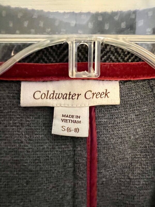 COLDWATER CREEK ALPINE VEST WOMENS SMALL SLVLS COLLAR BLACK GRAY HERRING DOTS SM - Image 9