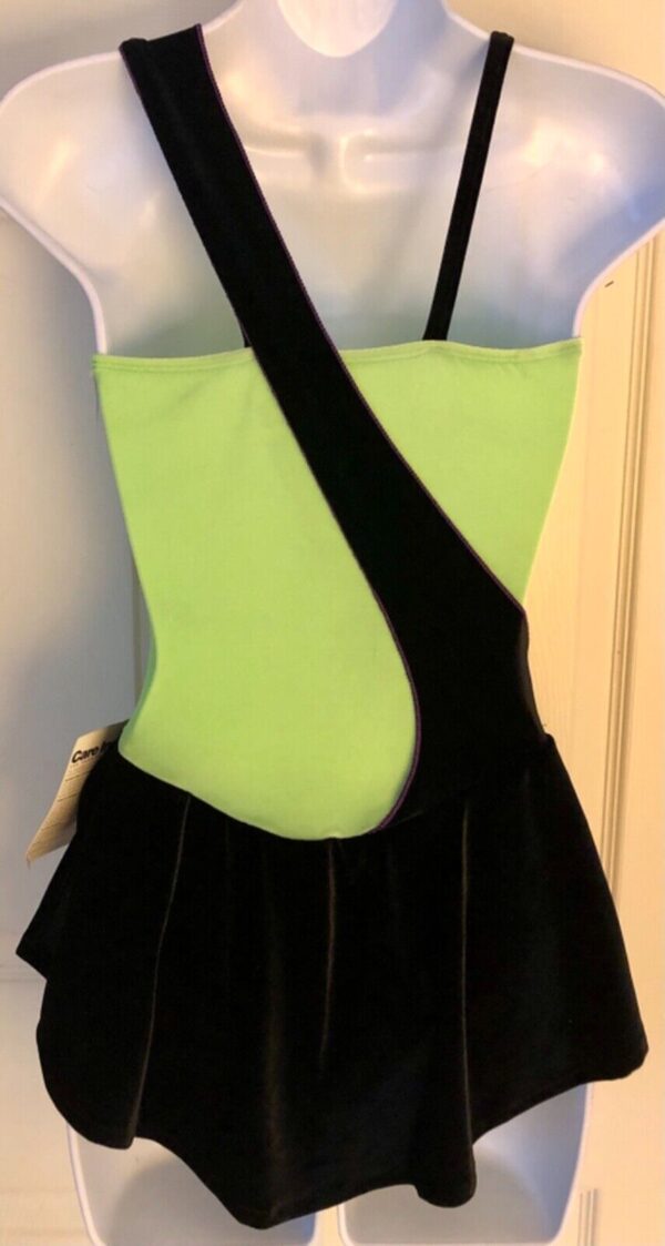 GK LIME & BLACK VELVET GIRLS LARGE SWIRL BODY OVERLAY FIGURE SKATE DRESS CL NWT - Image 6