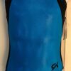 GK TURQUOISE FOIL BLACK LASER CUT GIRLS MEDIUM GYMNASTICS TANK LEOTARD Sz CM NWT