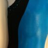 GK TURQUOISE FOIL BLACK LASER CUT GIRLS MEDIUM GYMNASTICS TANK LEOTARD Sz CM NWT - Image 3