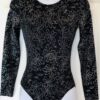 GK LgS LADIES SMALL BLACK N/S SPARKLE FLORAL PRINT GYMNASTICS DANCE LEOTARD AS
