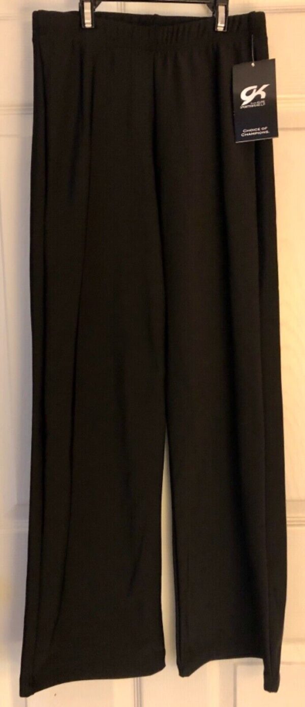 GK WARM-UP PANTS CHILD LARGE FITTED BLACK BRUSHED TRICOT GYMNASTS FITNESS Sz CL