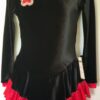 GK BLACK VELVET CHILD SMALL LgSLV RED POLKA DOT TRIM FLOWER ICE SKATE DRESS CS