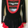 GK BLACK VELVET CHILD SMALL LgSLV RED POLKA DOT TRIM FLOWER ICE SKATE DRESS CS - Image 2