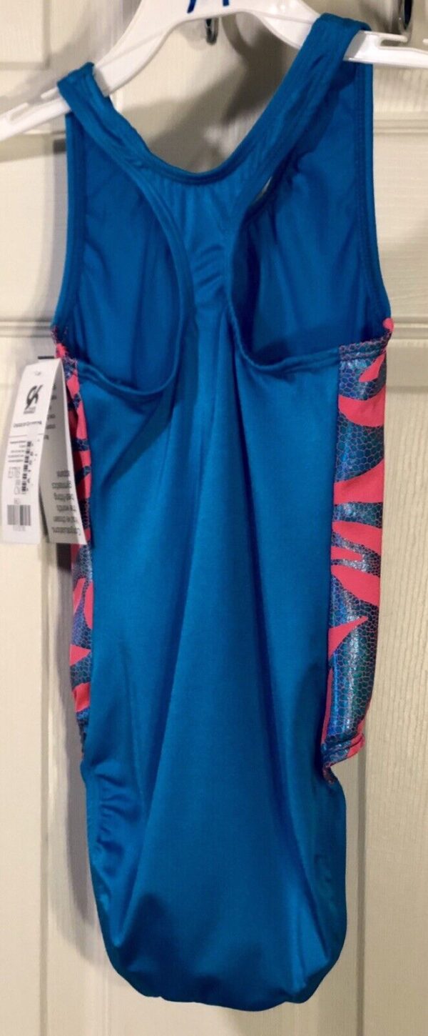 NWT GK ELITE BLUE TANK LEO SEQUINS PINK/BLUE SERPENT HOLO SIDE INSERTS CHILD M - Image 4