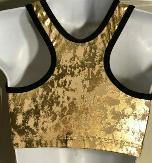 GK CHEER CROP TOP ADULT SMALL GOLD FLORENTINE RACERBACK BLACK DRYTECH AS NWT! - Image 2