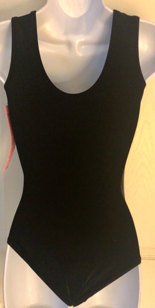 GK Elite BLACK VELVET ADULT SMALL GYMNASTICS DANCE WORKOUT TANK LEOTARD AS NWT - Image 3