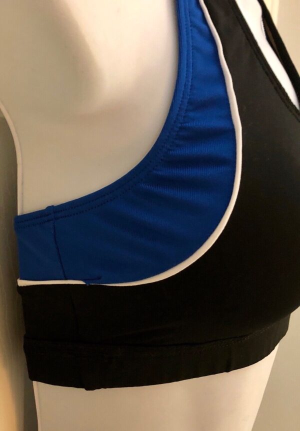 GK ELITE CHEER CROP TOP ADULT SMALL BLACK ROYAL WHITE DRYTECH TECHMESH AS - Image 2